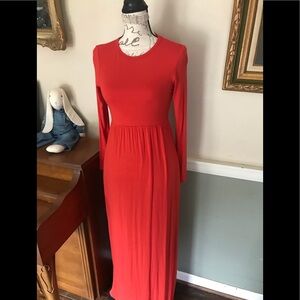 Orange Spice Long Sleeve Maxi Dress with pockets M